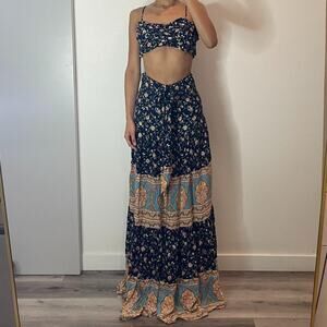 Multicolor FloralTop and Maxi Skirt Set